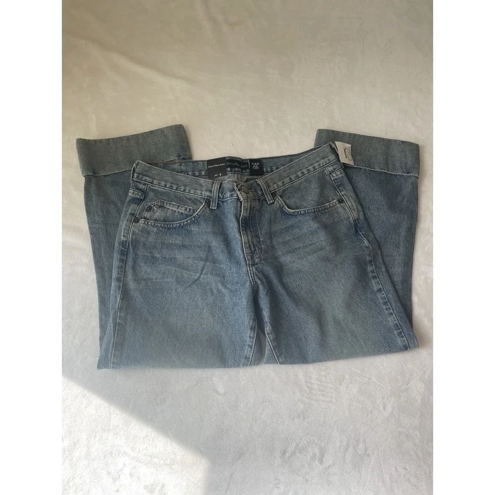 New Retails At  $79 Calvin Klein 100% Cotton Women's‎ Jean Cuffed Capri Size 10